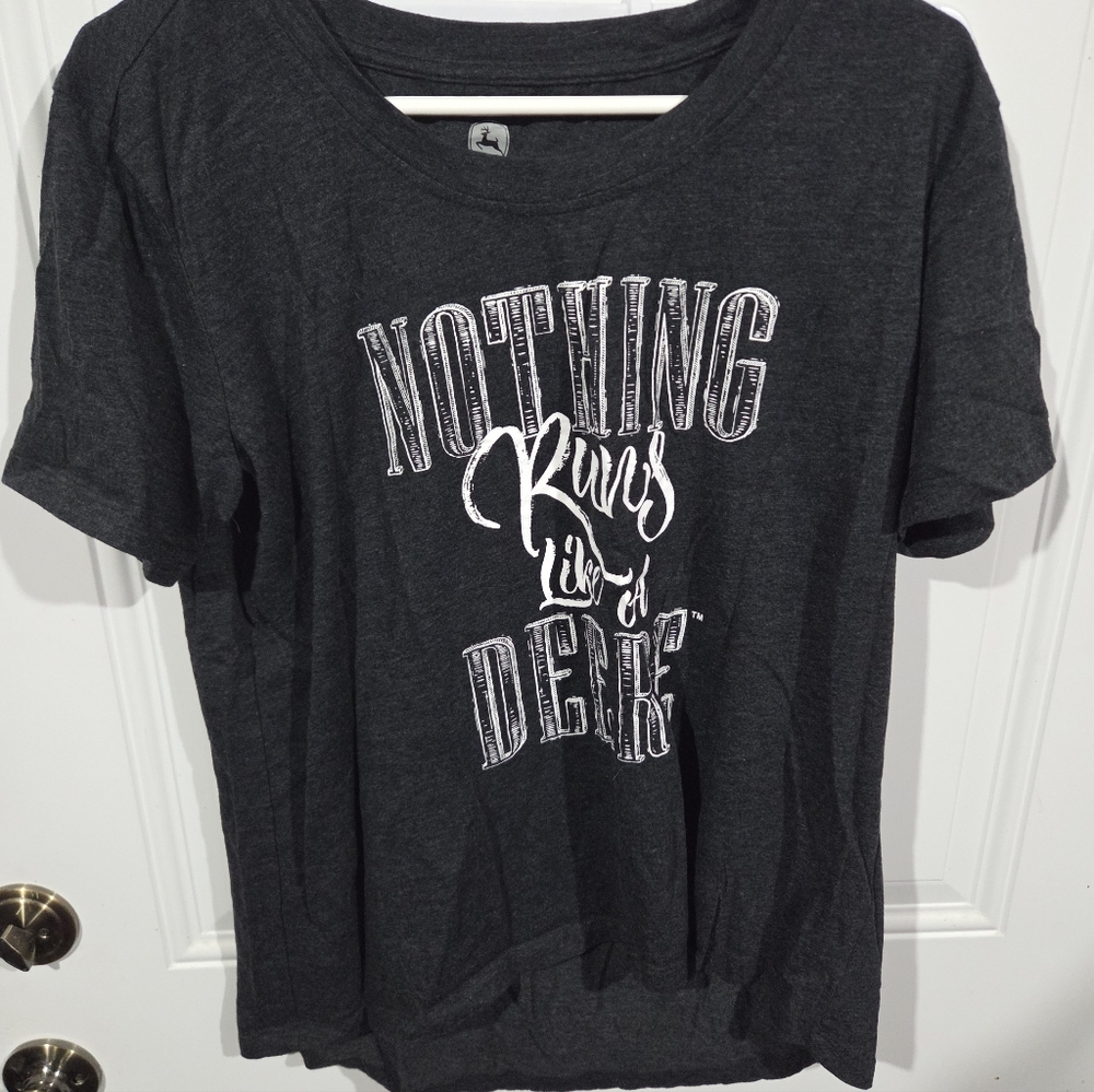 John Deere Dark Gray Tee with White Lettering